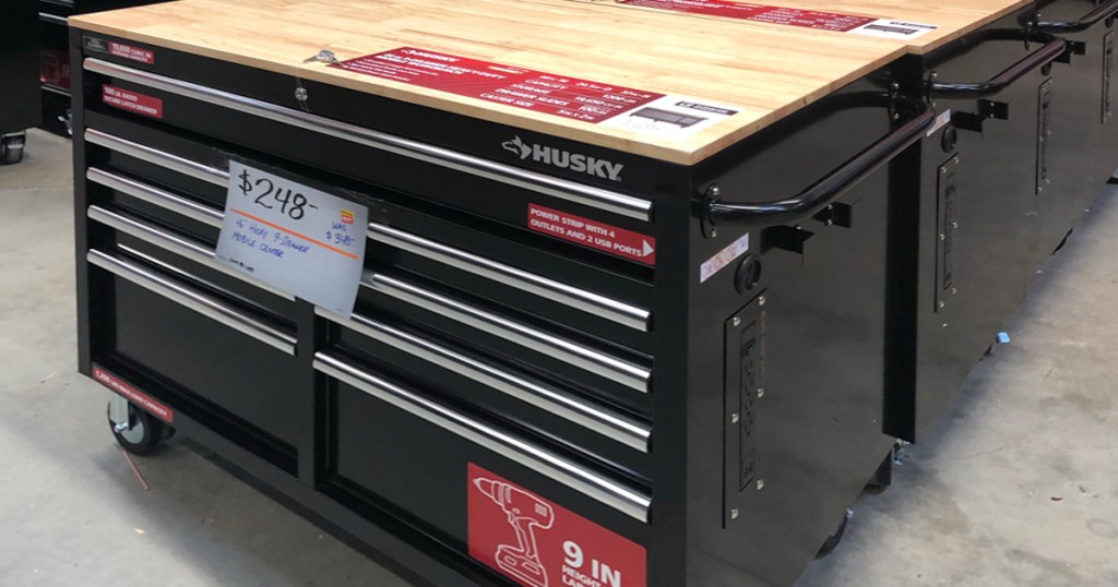 Husky Extra Deep 9 Drawer Mobile Workbench Only 248 At Home Depot