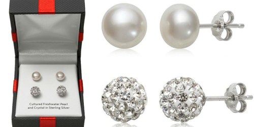 JCPenney.com: Cultured Pearl AND Crystal Sterling Silver Earrings Set Only $10 (Regularly $50)