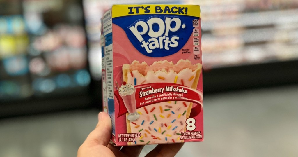 A box of Kellogg's Frosted Strawberry Milkshake pop-tarts