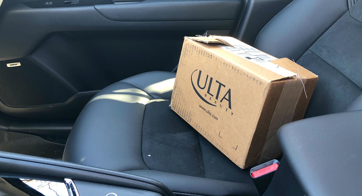 ulta shipping box in car