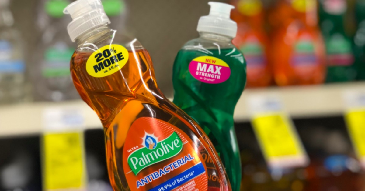 hand holding up Palmolive Dish Soaps 