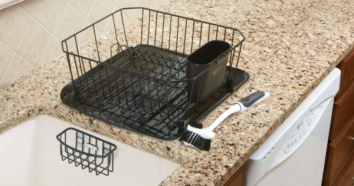 Rubbermaid Antimicrobial 4-Piece Dish Rack Drainer Set 