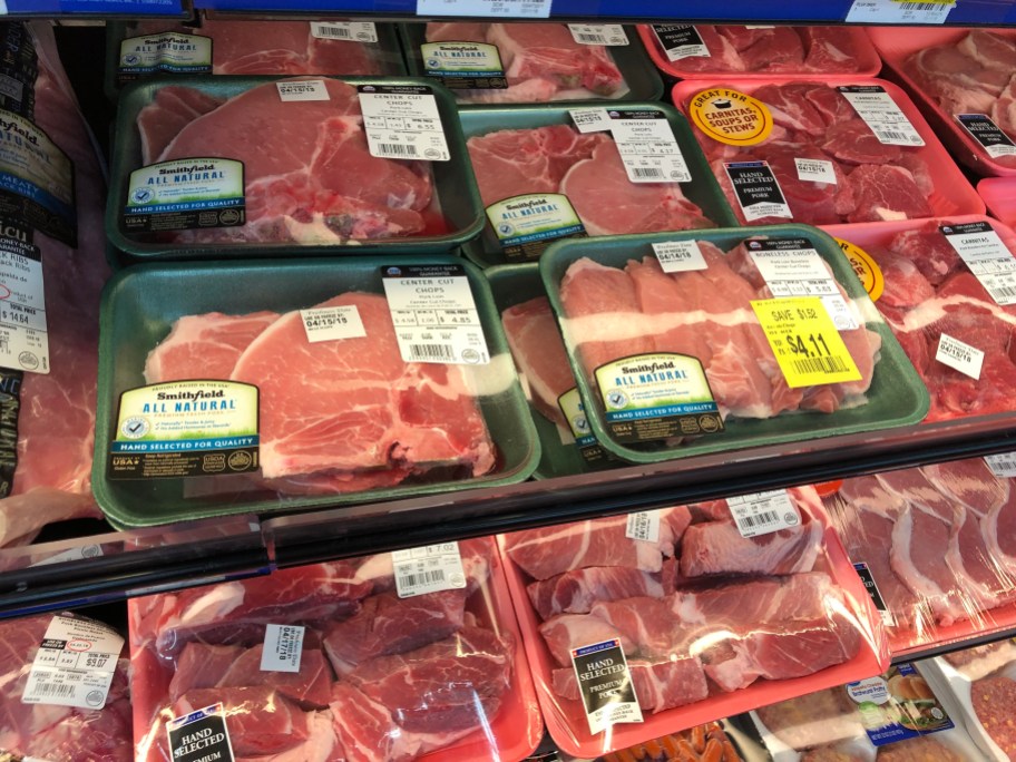 Pork section in Walmart