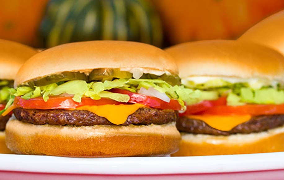 two Sonic burgers sitting on plate