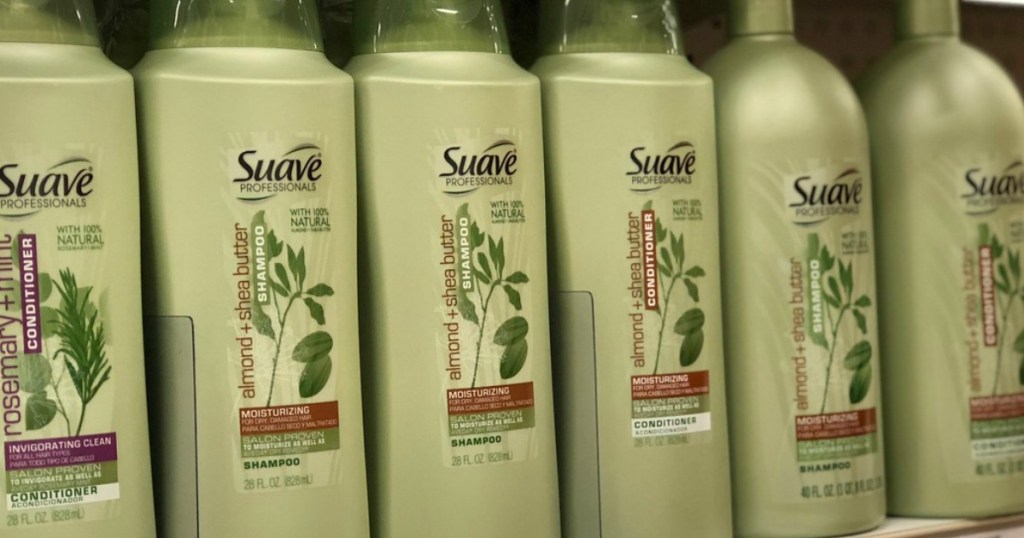 green bottles of shampoo 