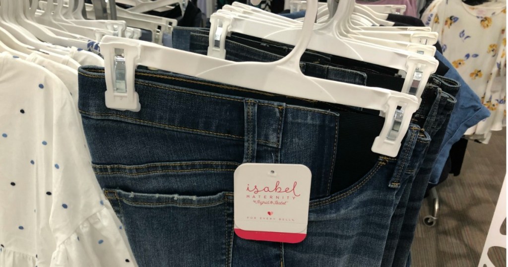 maternity jeans on hanger at Target