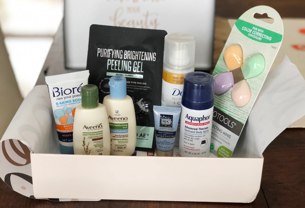Walmart Beauty Box filled with product