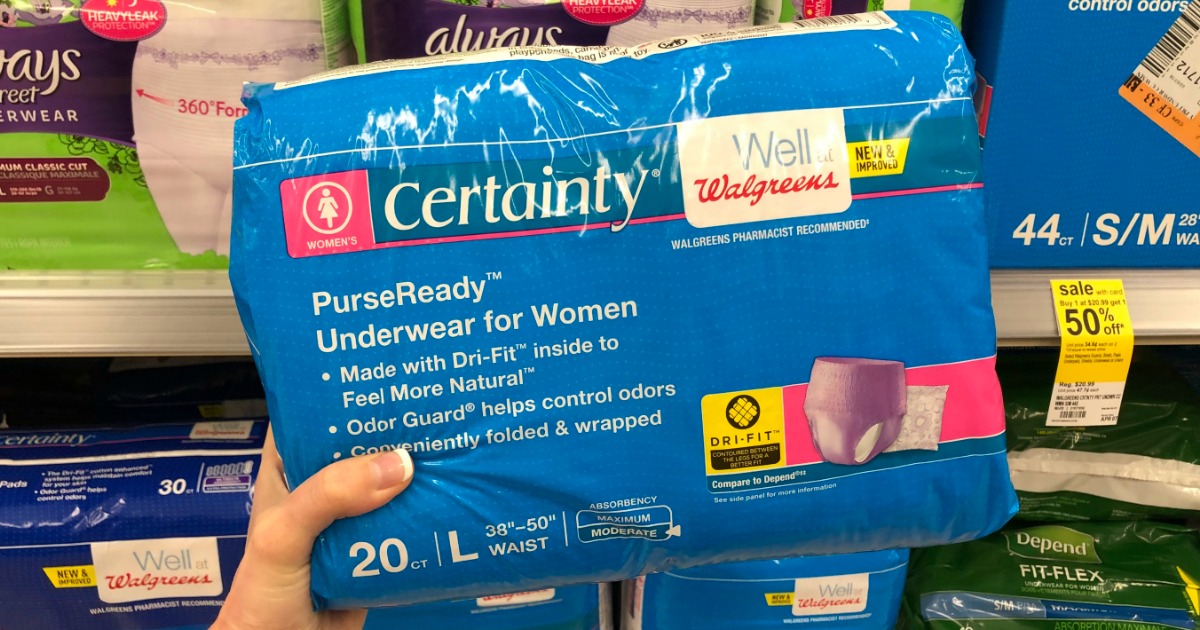 Walgreens Certainty Maximum Absorbancy Size S/M Women's Underwear