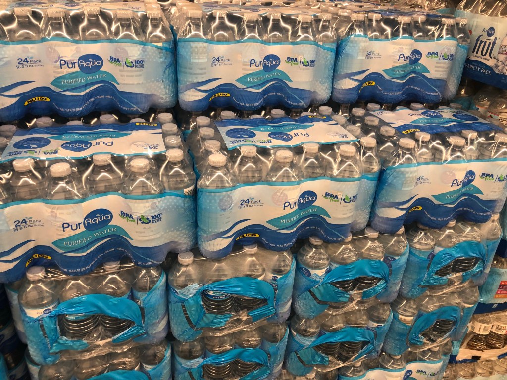 cases of water at ALDI