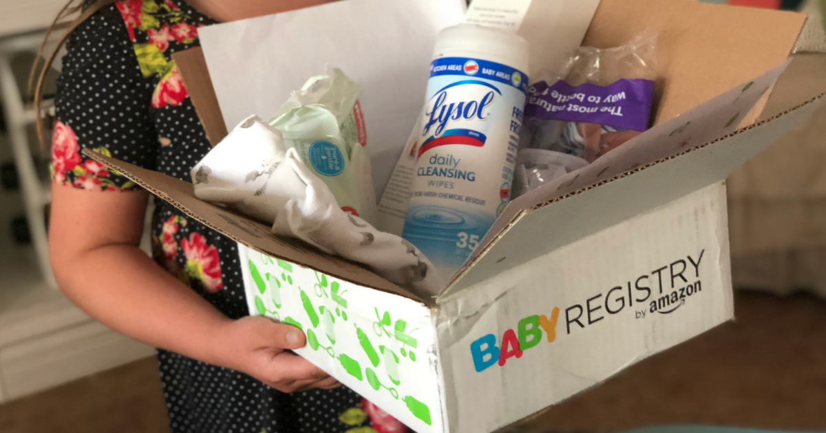 Free Amazon Baby Welcome Box – open, showing what's inside