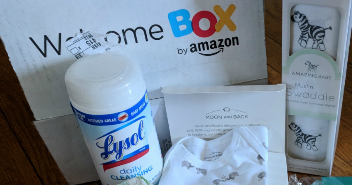 Free Amazon baby box – closeup of items inside the box