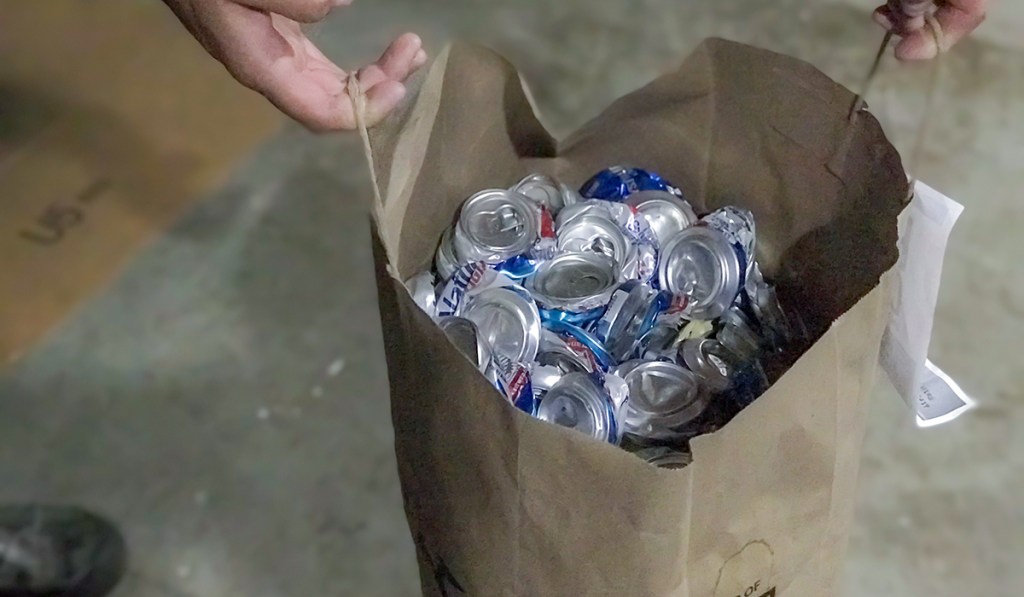 how to make money recycling cans —  bag of crushed cans