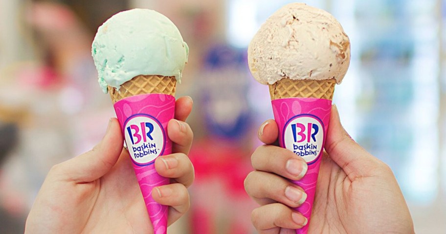 2 Baskin Robbins ice cream cones