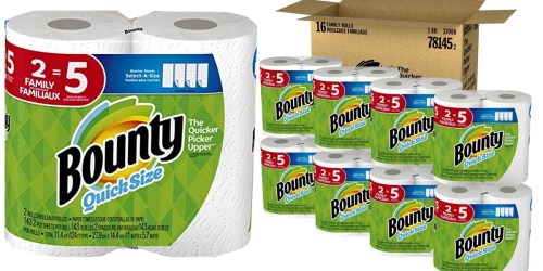 SIXTEEN Bounty Paper Towels Family Size Rolls Just $29.99 Shipped (Equal to 40 Regular Rolls)