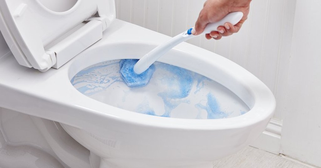 Person using Clorox brand toilet cleaning wand