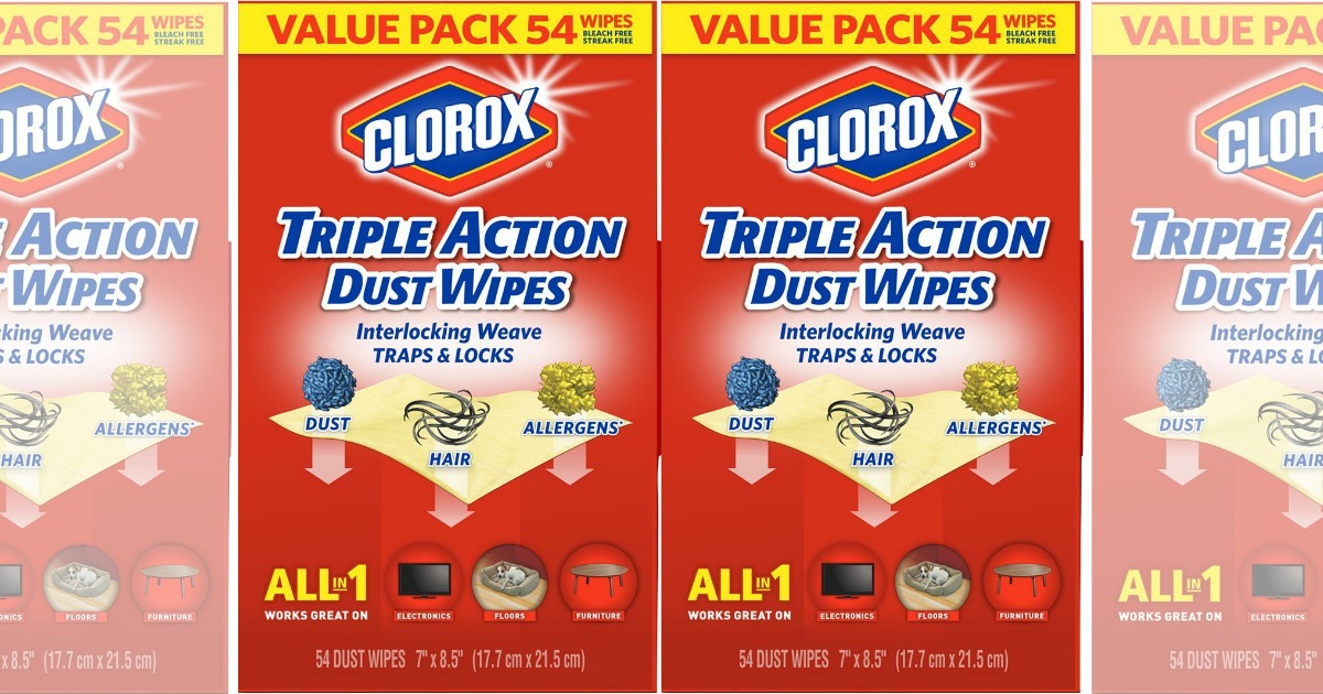 Amazon Deal Three Clorox Triple Action Dust Wipes 54Count Packs Just