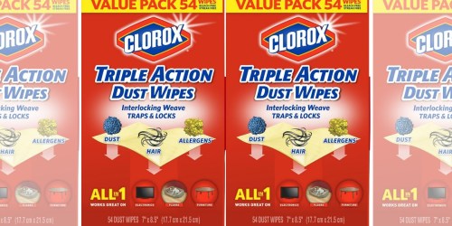 Amazon Deal: Three Clorox Triple Action Dust Wipes 54-Count Packs Just $7.50 Shipped (Only $2.50 Per Box)