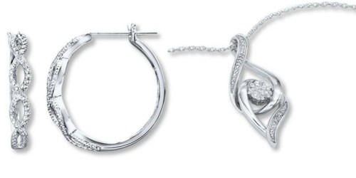 Kay Jeweler’s Sterling Silver Diamond Necklace OR Hoop Earrings Just $24.99 Each (Regularly $80)