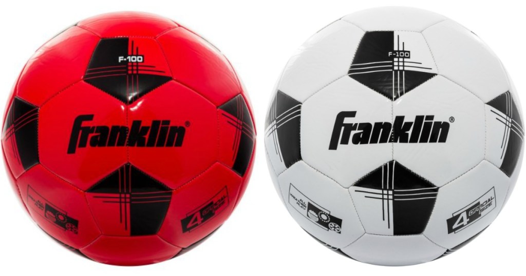 red and white soccer balls