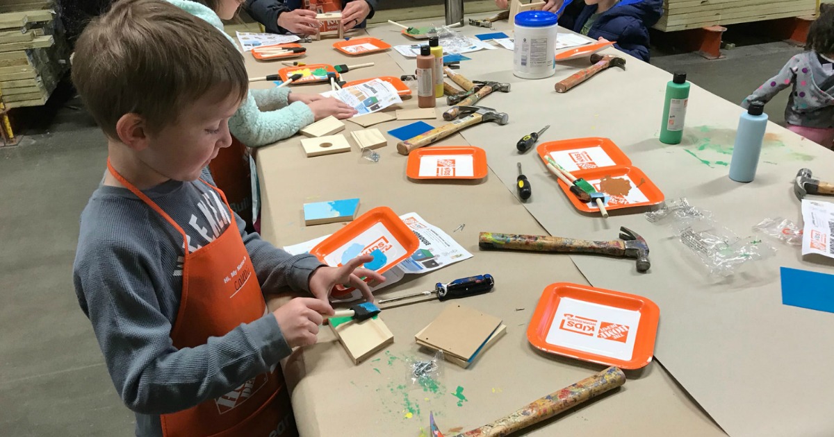 New Sealed Home Depot Kids Workshop Wooden Kit Sled with Reindeer sticker & Pin 