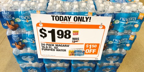 Niagara Purified Water Bottles 24-Pack Only $1.98 at Home Depot (Today Only)