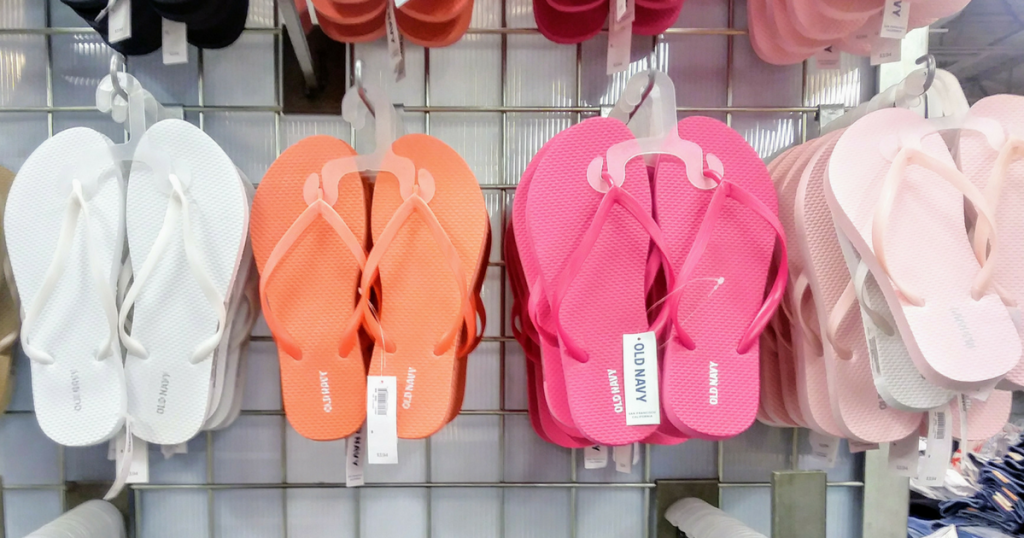 flip flops on display in store