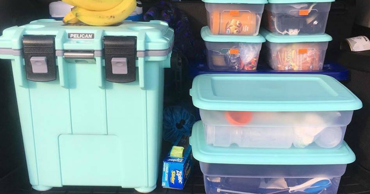 food containers and coolers packed with food