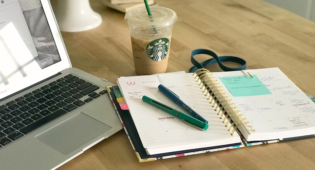 staying organized — using planner and time on Sundays to prep for the week