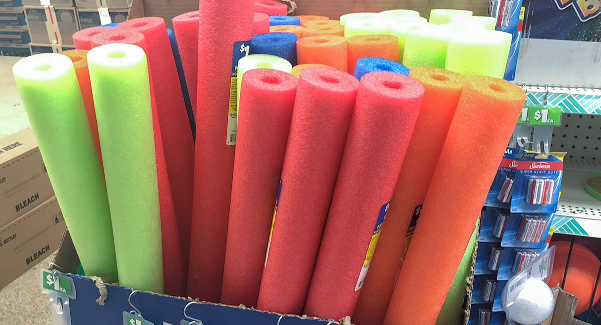 dollar tree pool supplies and fun hacks — colorful pool noodles