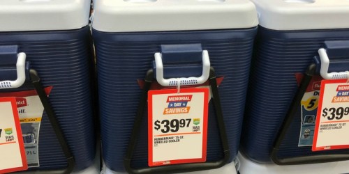 Home Depot: Rubbermaid 75-Quart Wheeled Cooler Only $39.97 (Keeps Ice Cold for Days)