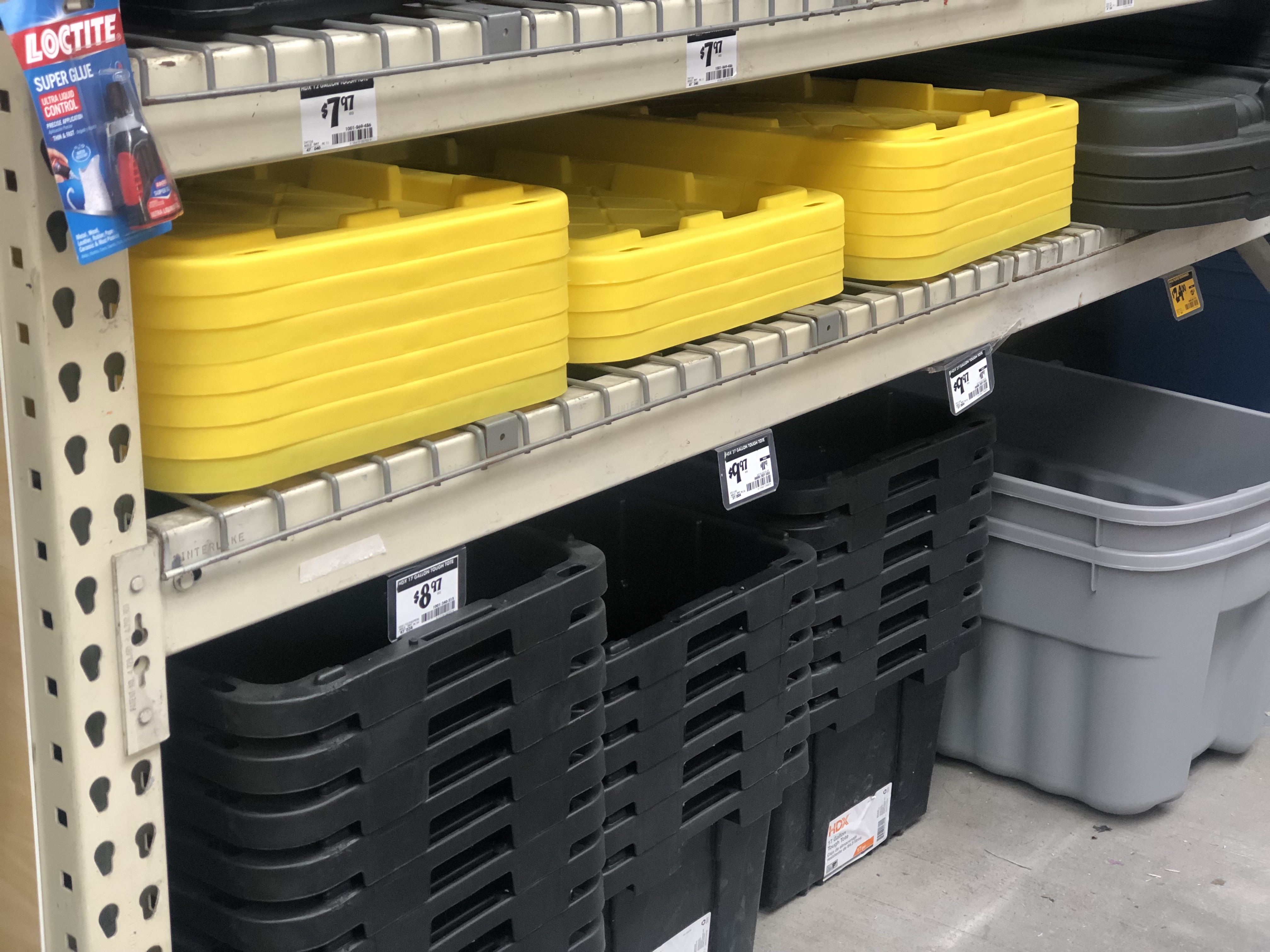 HDX 17 Gal. Tough Storage Tote in Black with Yellow Lid SH17GTOUGHTLDBY -  The Home Depot