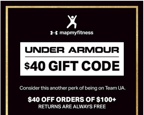 Possible $40 Off $100 Under Armour 
