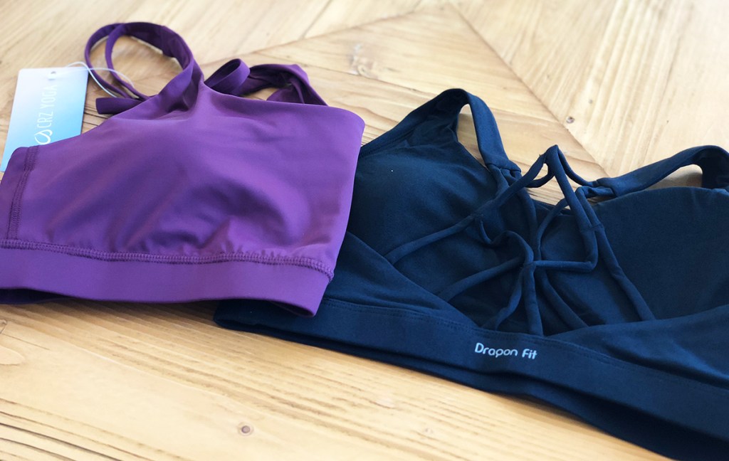 lululemon knockoffs — strappy sports bras from amazon