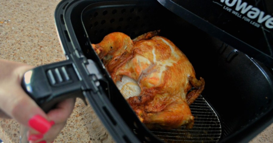 Cooking an entire chicken in an air fryer is one of the easy air fryer hacks