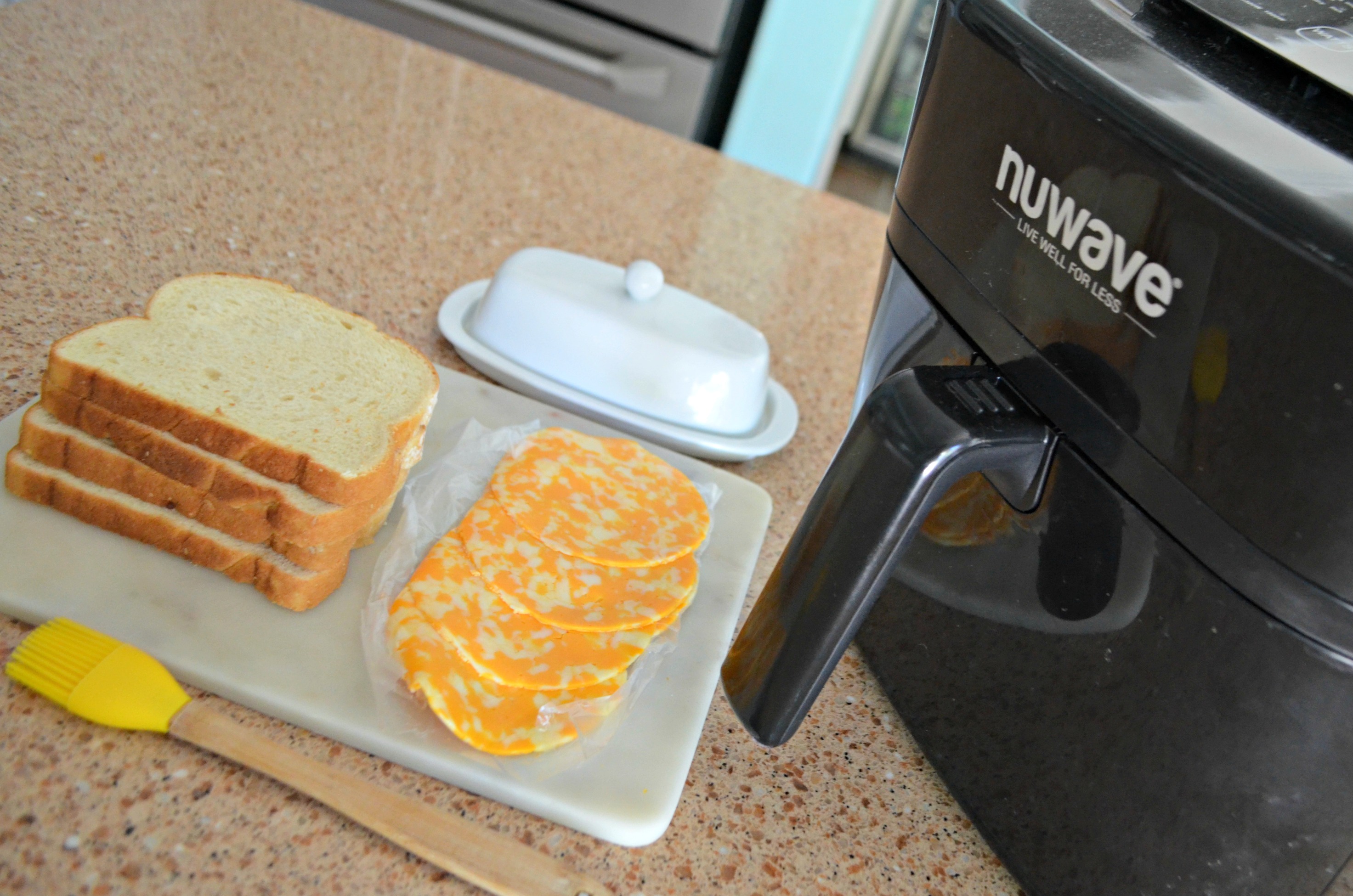 air fryer grilled cheese - ingredients on the counter