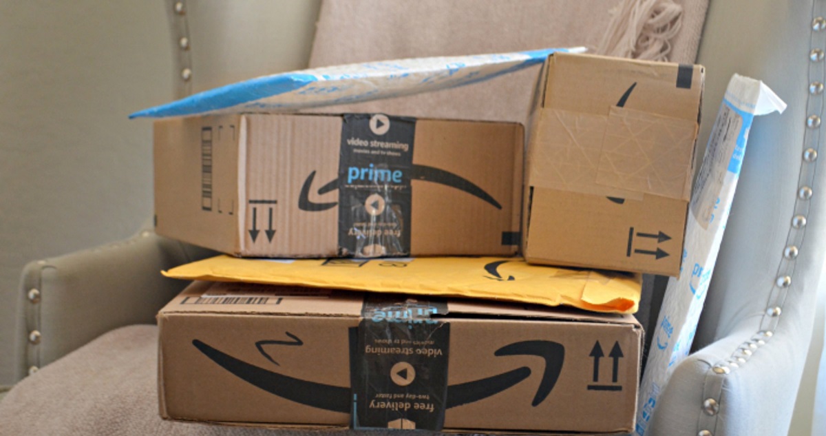 amazon packages beware brushing scam – chair filled with amazon packages