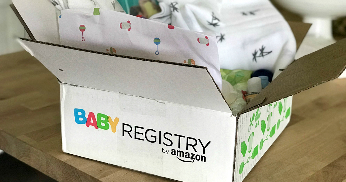free amazon baby welcome box - Box opened, with wrapping and items inside