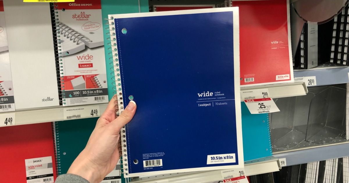 Office Depot/OfficeMax Spiral Notebooks Only 25¢