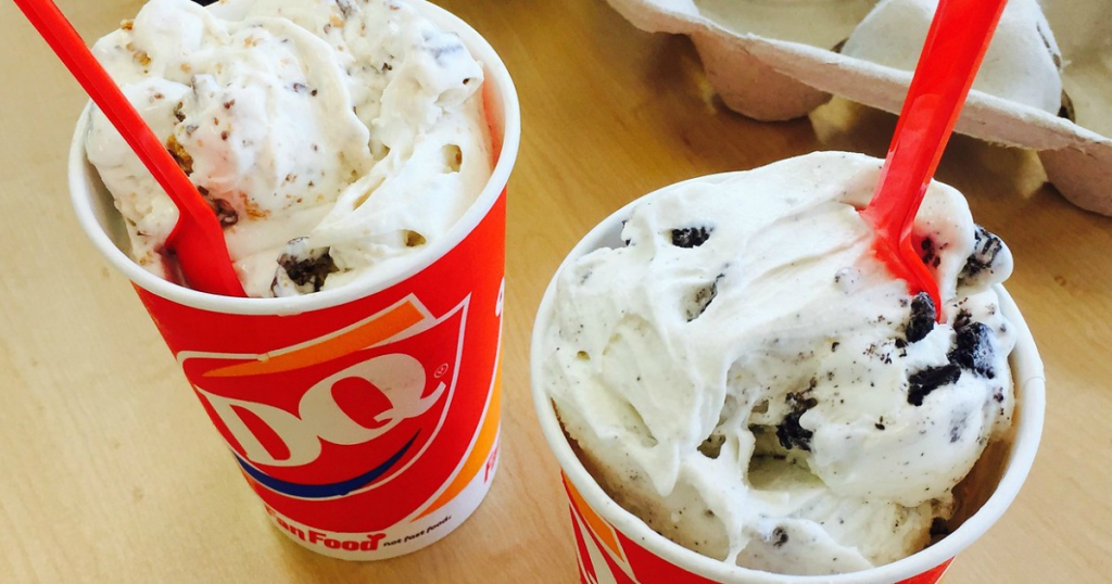 two dairy queen blizzards with spoons
