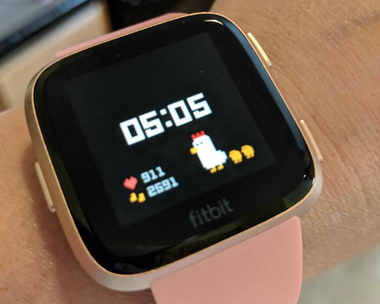 apple watch or fitbit versa? - Fitbit versa watch face with chicken and eggs