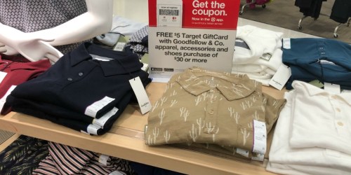 Free $5 Target Gift Card w/ $30+ Goodfellow & Co Men’s Apparel Purchase