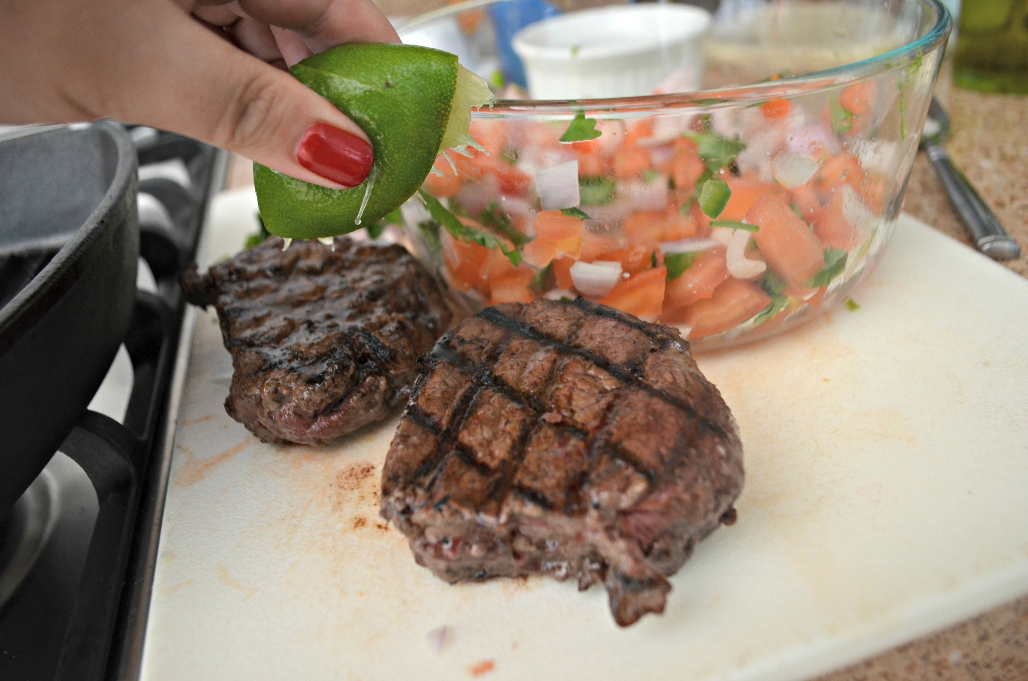 home chef deal | lime squeezed over steak