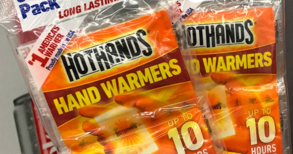two packs of HotHands Hand Warmers