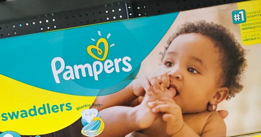 box of Pampers diapers