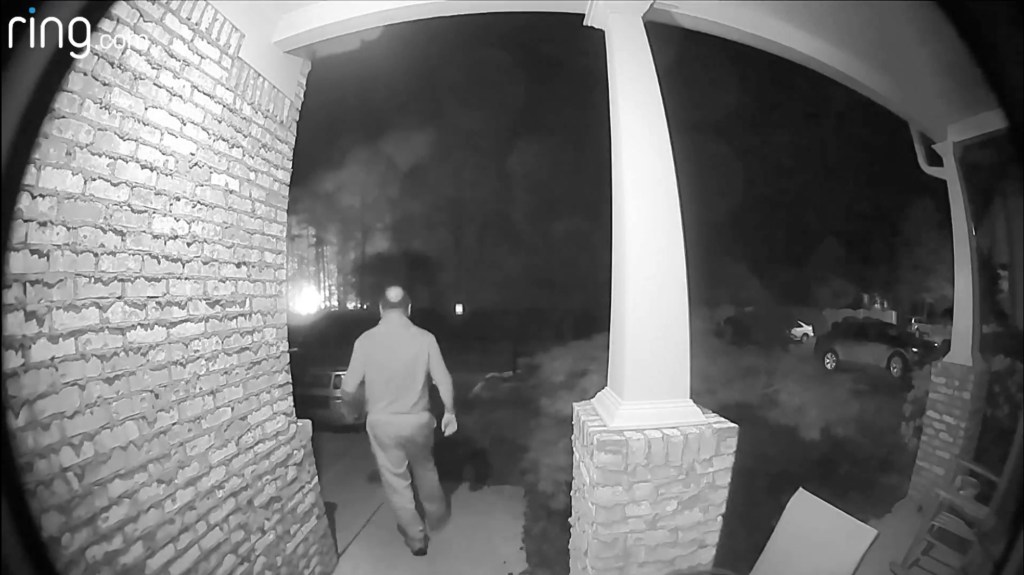 man walking away from door caught on ring video
