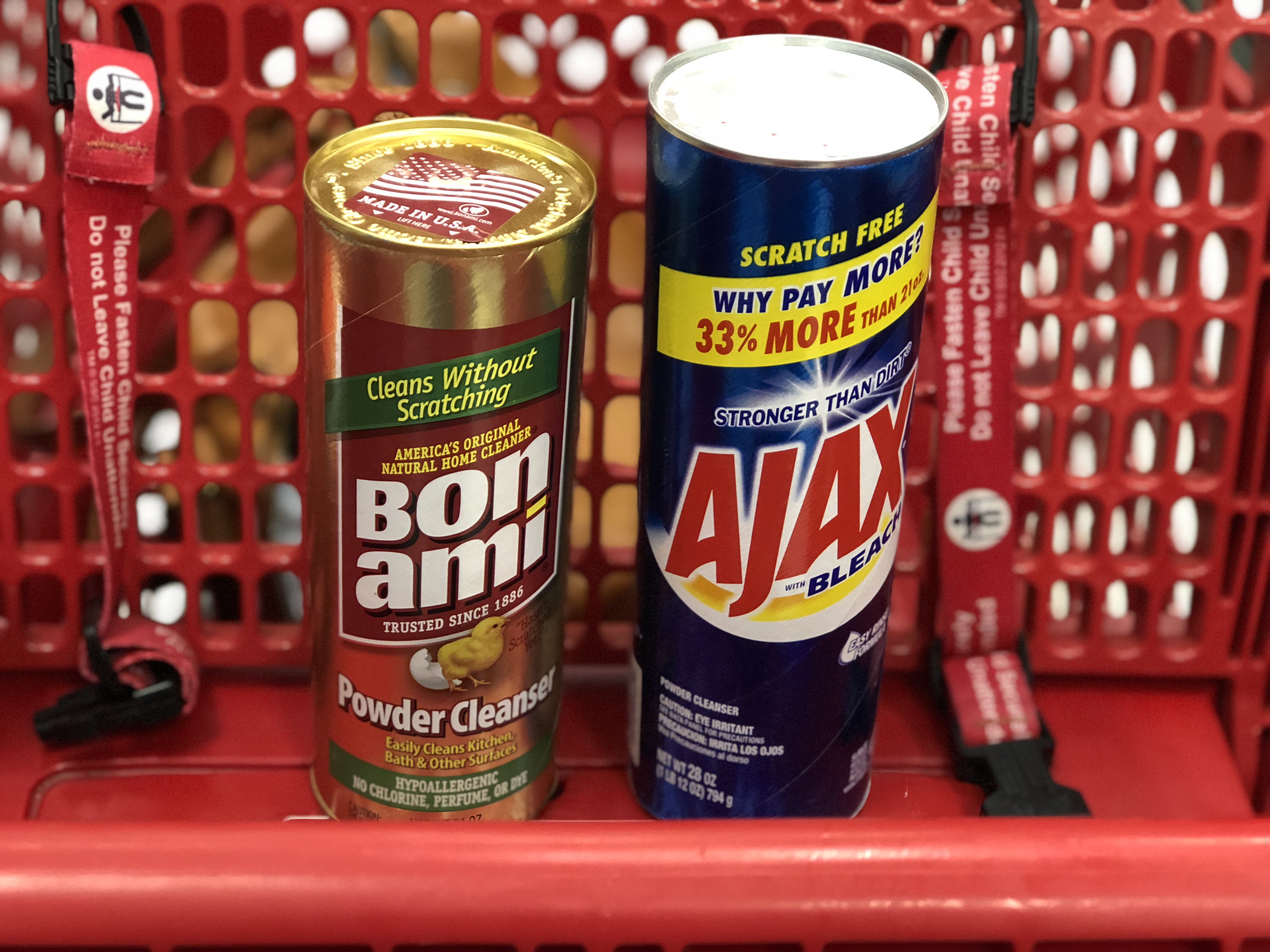 green natural eco-friendly cleaning products – scouring powders at Target – Bon Ami versus Ajax