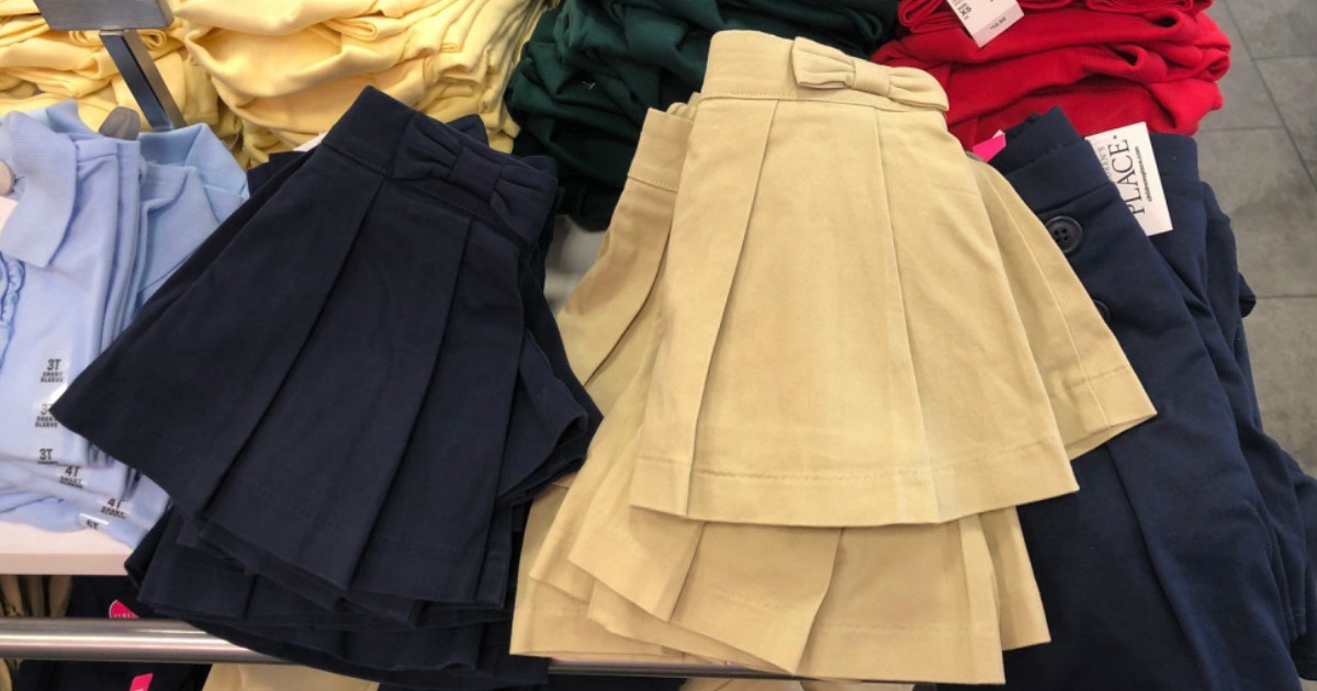 The Childrens Place Girls Uniform Pleated Skort 
