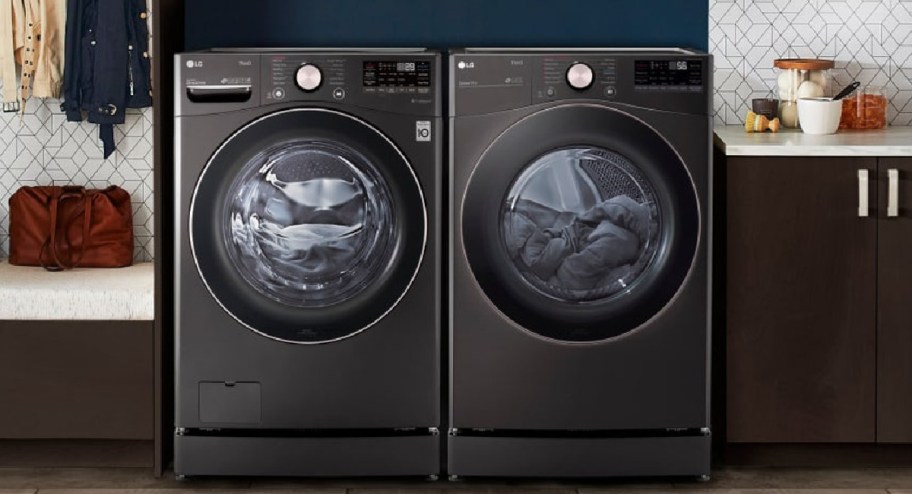 washer and dryer in black