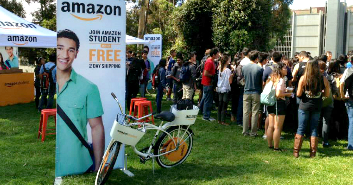 amazon prime student display on a college campus