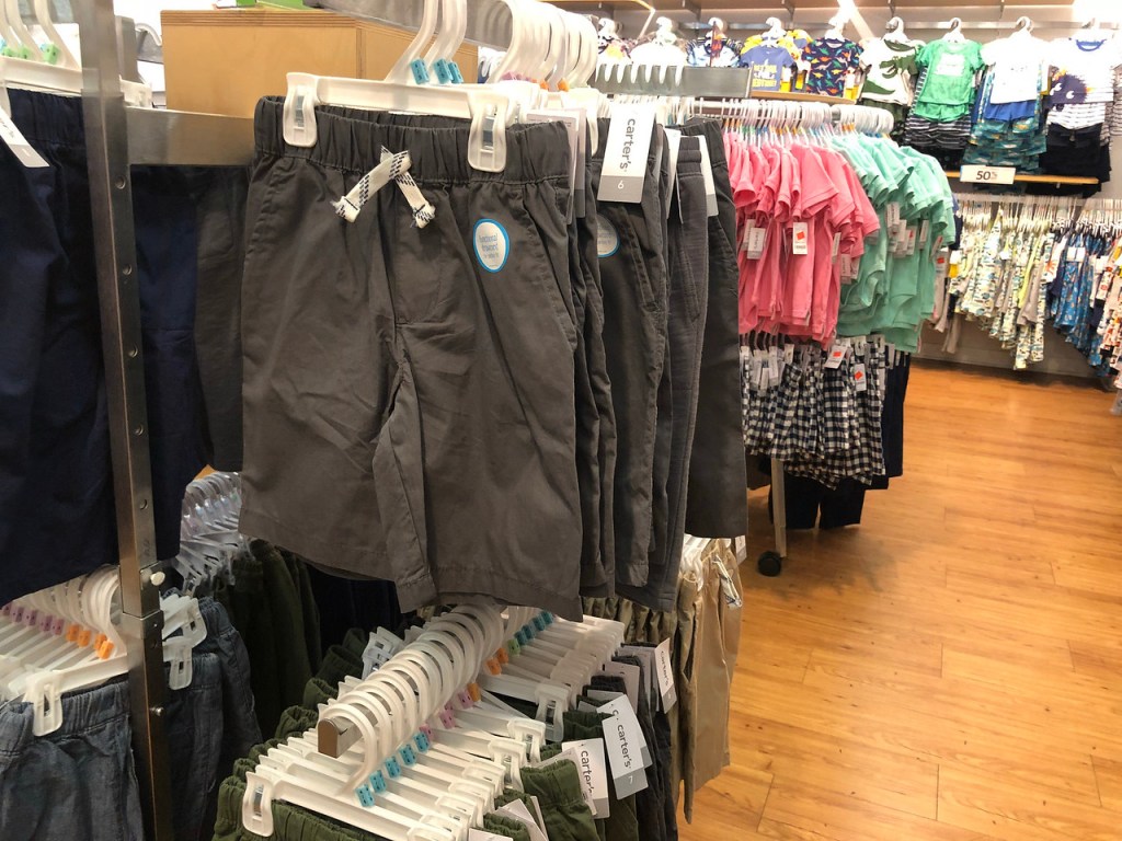 pairs of shorts on display at carter's